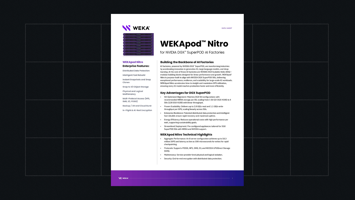 WEKApod Nitro for NVIDIA DGX SuperPOD AI Factories